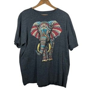 Riot Society Ornate Elephant Graphic Triblend Gray XL BOHO T-Shirt